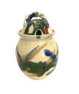 John Garrou Pottery Multicolor Jam or Honey Jar, 1996, Signed - £11.18 GBP