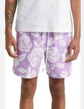 BP. Men&#39;s Purple/White Floral Drawstring Pull On Shorts Pockets L NWT - £13.87 GBP