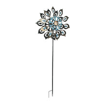 51 Inch Copper Blue Metal Kinetic Wind Spinner Garden Stake Home Decor Y... - £41.84 GBP