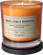 (Basil, Lime &amp; Mandarin) 8.1 oz,100% Soy, Hand Poured Soy Candle, Highly Scented - £27.33 GBP