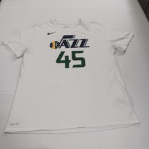 Utah Jazz Donovan Mitchell NBA #45 Nike T-Shirt Men's XL White Cotton Dri-Fit image 13