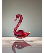 Vintage Red Art Glass Swan Figurine – Hand Blown Murano Style Home Decor... - €21,71 EUR