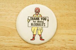 Vintage Employee Pinback Button Ronald McDonald Thank You For Dining McD... - $34.64
