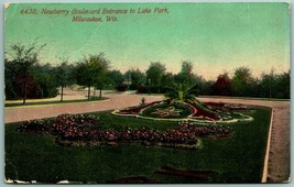 Newberry Boulevard Entrance Lake Park Milwaukee Wisconsin WI DB Postcard I1 - £4.05 GBP