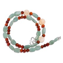 Natural Multi Aventurine Carnelian Gemstone Mix Shape Beads Necklace 17&quot; UB-5431 - £8.55 GBP