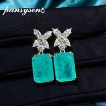 925 Sterling Silver Paraiba Tourmaline Simulated Moissanite Gemstone Ear Stud Ea - $74.09