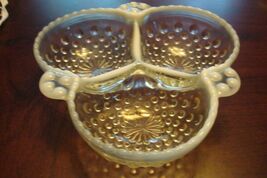 Anchor Hocking Hobnail Relish Dish Moonstone French Opalescent Divided - $20.79
