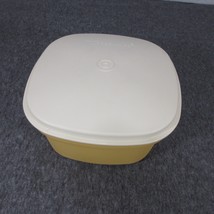 TUPPERWARE Steam &amp; Store Microwave Square Steamer Harvest Gold 3 PC Lid 888 - £10.48 GBP