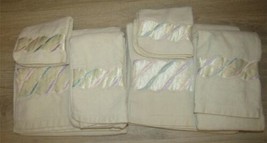VINTAGE EARLY 80s TROUSSEAU 6 PIECE TOWEL SET CREAM EUC DHA266 - $838.79 MXN