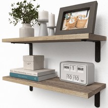 Rustic Farmhouse Floating Wood Wall Shelves for Home Decor (Set of 2) - $2,038.51 MXN