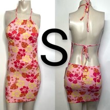 Beautiful Pink Hawaiian Tropical Flower Print Design Mini Bodycon Dress~... - £22.15 GBP