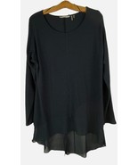 Soft Surroundings Chiffon Hem Tunic Top Long Sleeve Casual Black 2X - $546.39 MXN