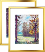 2Pack 11&quot;x14&quot; Picture Frames Gold,Photo Frames with Plexiglass for Picture 8x10&quot; - £10.61 GBP