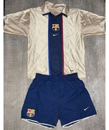 Vintage FC BARCELONA 2001-02 AWAY FOOTBALL Jersey And SHORTS Clean Size S/M - $4,283.89 MXN