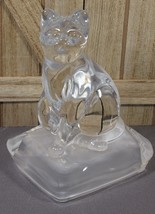 Kitten Cat on a Pedestal Figurine Clear Crystal Glass 4.5&quot; x 3.5&quot;. - £6.14 GBP