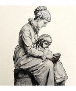 The Lesson 1888 Teacher Child Victorian Antique Art Print Mario Roggi DWT4B - $47.64 CAD