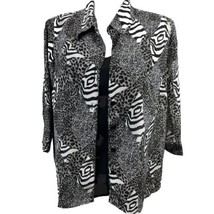 Notations Woman Animal Print Blouse with Attached Black Tank 3/4 Sleeve 2X - $17.42