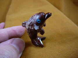 Y-DOL-16 little red white DOLPHIN figurine carving SOAPSTONE PERU love d... - $8.99