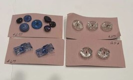 Mixed Lot Cabbage Rose Skagway Alaska Clear Blue 1/2&quot; Buttons New w Card... - £15.55 GBP