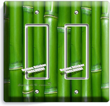 GREEN LUCKY BAMBOO DOUBLE GFCI LIGHT SWITCH WALL PLATE ROOM HOME FENG SH... - $12.08