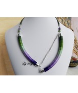 Purple African collar statement thread necklace green wrapped boho rope ... - $29.00