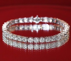 5CT Redondo Imitación Diamante Tenis Brazalete 14k Bañado en Oro Blanco 7.25&quot; - £170.89 GBP