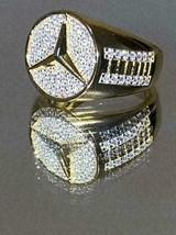 2Ct Round Cut CZ Diamond Men&#39;s Engagement Ring 14k Yellow Gold Finish - £167.82 GBP
