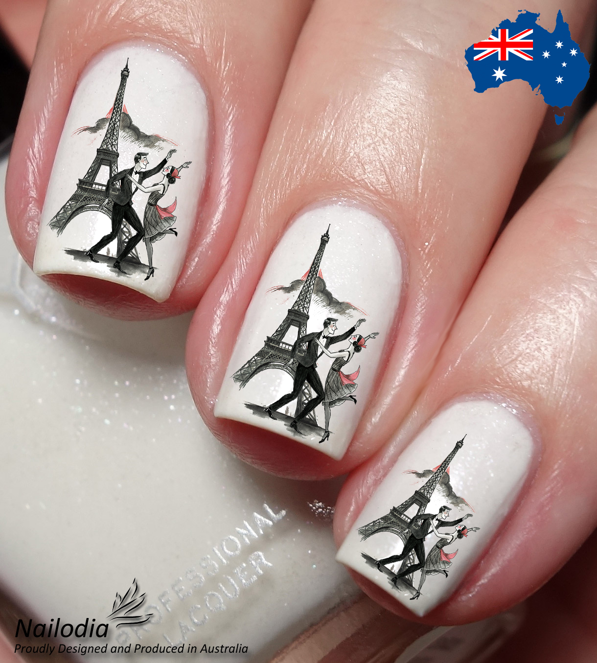 Love in France Paris Eiffel Tower Nail Art Decal Sticker