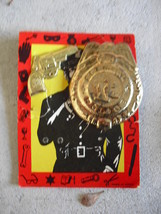 Vintage 1950s Dimestore Tin Badge Pin and Gun Clips on Card NOS - $17.82
