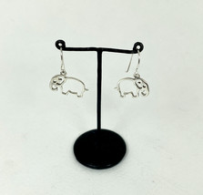 Minimalist Cutout Elephant Drop Earrings 925 Sterling Silver, Handmade Jewelry - £24.39 GBP