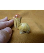 (Y-BIR-PE-2) TAN RED PELICAN carving Figurine soapstone Peru I love peli... - £6.75 GBP