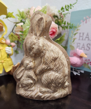Easter Vintage Style Faux Mamma &amp; Baby Family Bunny Rabbit Gold Mold Fig... - $26.72