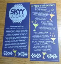 Skyy Vodka 5 Martini Recipe Card - Martini, Bellini, Appletini, French M... - £1.59 GBP