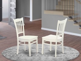 East West Furniture Groton dining chairs - Wooden Seat and Linen White Solid - £129.06 GBP