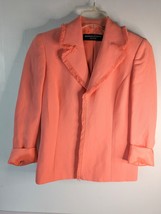 Dana Buchman Coral Raw Edge Linen Blazer Salmon Women&#39;s Petite 0 Spring Fashion - £39.86 GBP