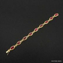 6Ct Marquise Cut Red Ruby Greek Art Deco Vintage Bracelet 14K Yellow Gold Over - £139.91 GBP