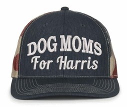 Dog Moms for Harris Hat Vote Kamala Harris 2024 Embroidered Old Glory Adj. Hat - $24.74