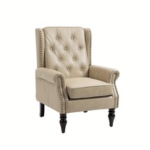 Faux Leather Wood Frame Armchair, Modern Accent Chair Lounge Chair With ... - $4,623.78 MXN