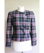 Pendleton 4P 100% Wool Gray Red Plaid Asymmetrical Button Blazer Jacket ... - £32.99 GBP