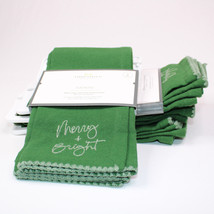 NEW Threshold (Target) Green Cotton Cloth Napkin Set of 4 2 Pack Merry &amp;... - £15.35 GBP