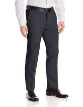 Men&#39;s Flat Front Slim Fit Charcoal Slacks Trousers Dress Pants 32Wx30L - €18,26 EUR