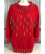 Victoria Harbor Medium Womens Dangle Red Ugly Christmas Sweater Holiday  - £16.29 GBP