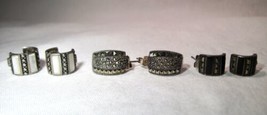 Sterling Silver Inlay Marcasite Ladies Earrings - Lot of 3 - K510 - £58.66 GBP