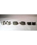 Sterling Silver Inlay Marcasite Ladies Earrings - Lot of 3 - K510 - £59.27 GBP
