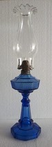 Vintage Early XXth Century Cobalt Blue Glass Kerosene Oil Lamp - Scovill MFG Co. - $159.54