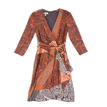 Ivy &amp; Blu Maggy Boutique Geometric Lines Circles Mod Poppy Wrap Dress, Sz 4 - £27.07 GBP