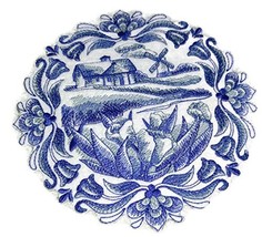 Custom and Unique Shades of Blue[ Delft Blue Country Cottage ] Embroidered Iron  - £10.44 GBP