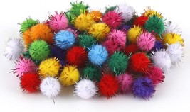 Colored Glitter Balls Pompom Furry Balls Christmas Pom Poms DIY Pompones... - £17.76 GBP