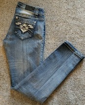 ZCO Straight Distressed Embellished Aztec Denim Jeans size 5  28x30 - $14.55