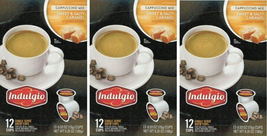 Indulgio Sweet &amp; Salty Caramel Cappuccino Single Serve Cups 12 Count - Pack of 3 - £37.60 GBP